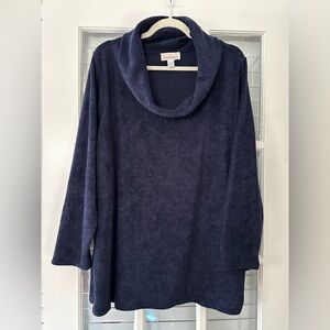 Stan Herman Women’s 1XP Navy Blue Cowl Neck Cozy Pullover Tunic Sweater